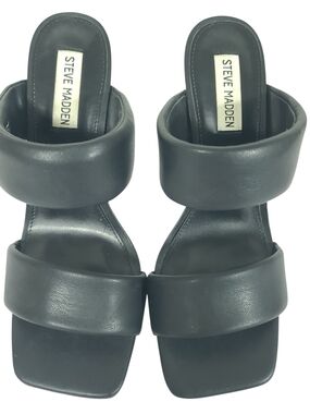Steve Madden Women Isa Wedge Slide Sandals transparent Lucite wedge Heel Sz 9.5